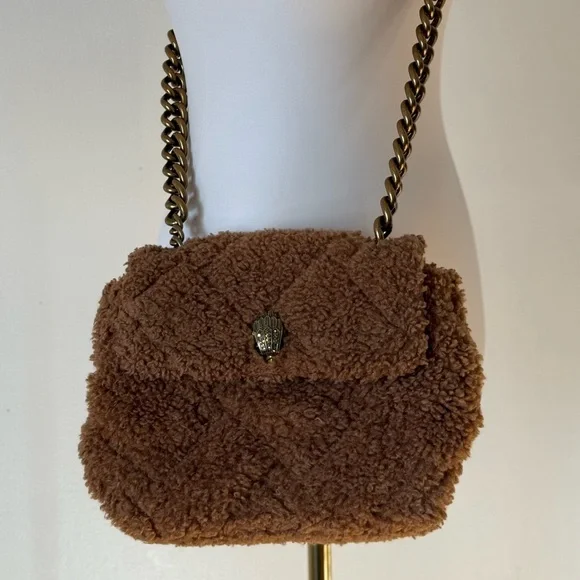Kurt Geiger Kensington Faux Fur Plush Crossbody Bag Brown Camel - Picture 2 of 8